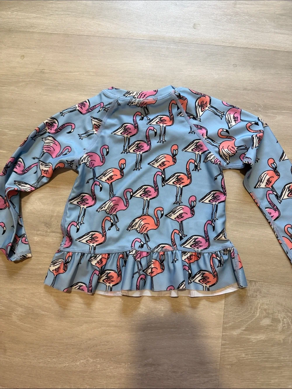 Tea Collection Blue Flamingo Ruffle Rashguard size 18-24 months - Picture 3 of 3